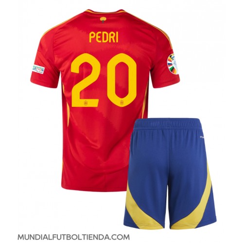 Camiseta España Pedri Gonzalez #20 Primera Equipación Replica Eurocopa 2024 para niños mangas cortas (+ Pantalones cortos)